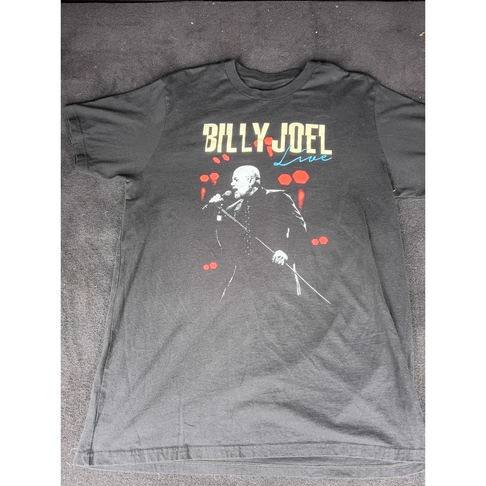 Billy Joel Live In Concert Tour T-Shirt Mens XL Black Barking Irons Graphic Tee